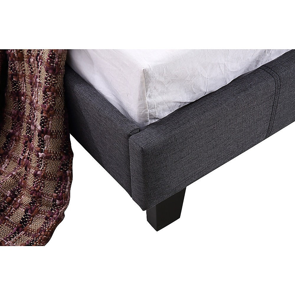 Single Linen Fabric Bed Frame Grey-Furniture > Bedroom-PEROZ Accessories