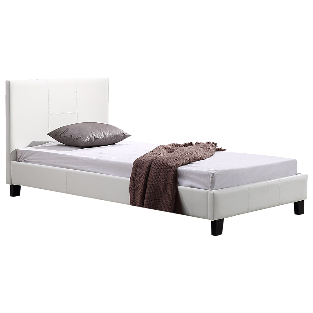 Single PU Leather Bed Frame White-Furniture > Bedroom-PEROZ Accessories