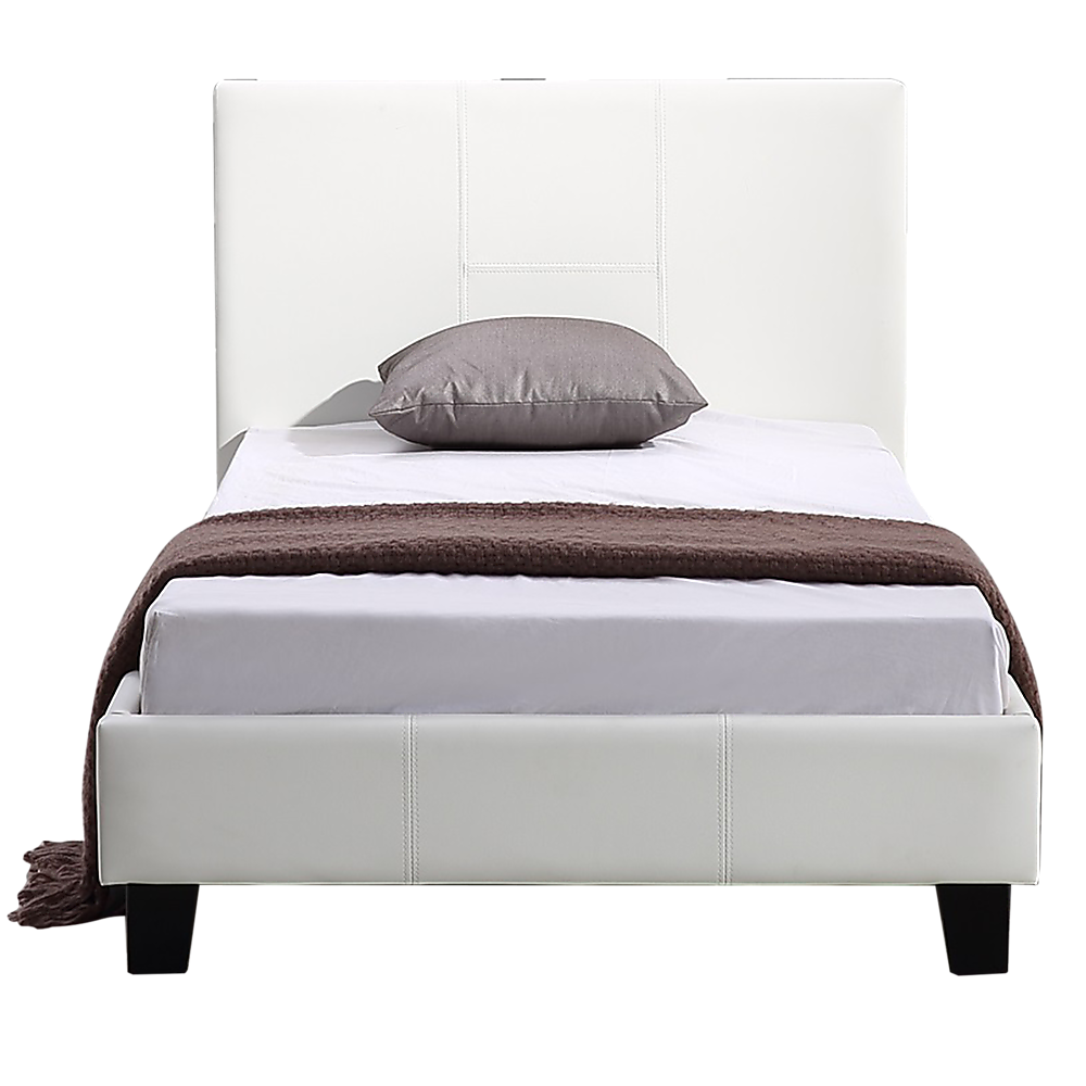 Single PU Leather Bed Frame White-Furniture > Bedroom-PEROZ Accessories