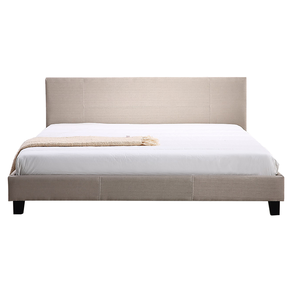 King Linen Fabric Bed Frame Beige-Furniture > Bedroom-PEROZ Accessories