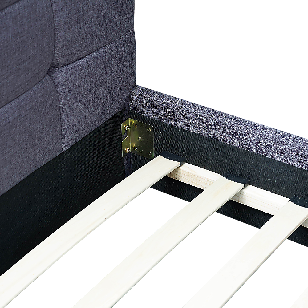 Linen Fabric Double Deluxe Bed Frame Grey-Furniture > Bedroom-PEROZ Accessories