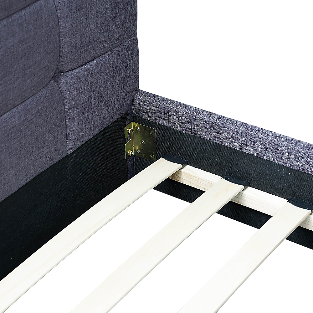Linen Fabric Queen Deluxe Bed Frame Grey-Furniture > Bedroom-PEROZ Accessories