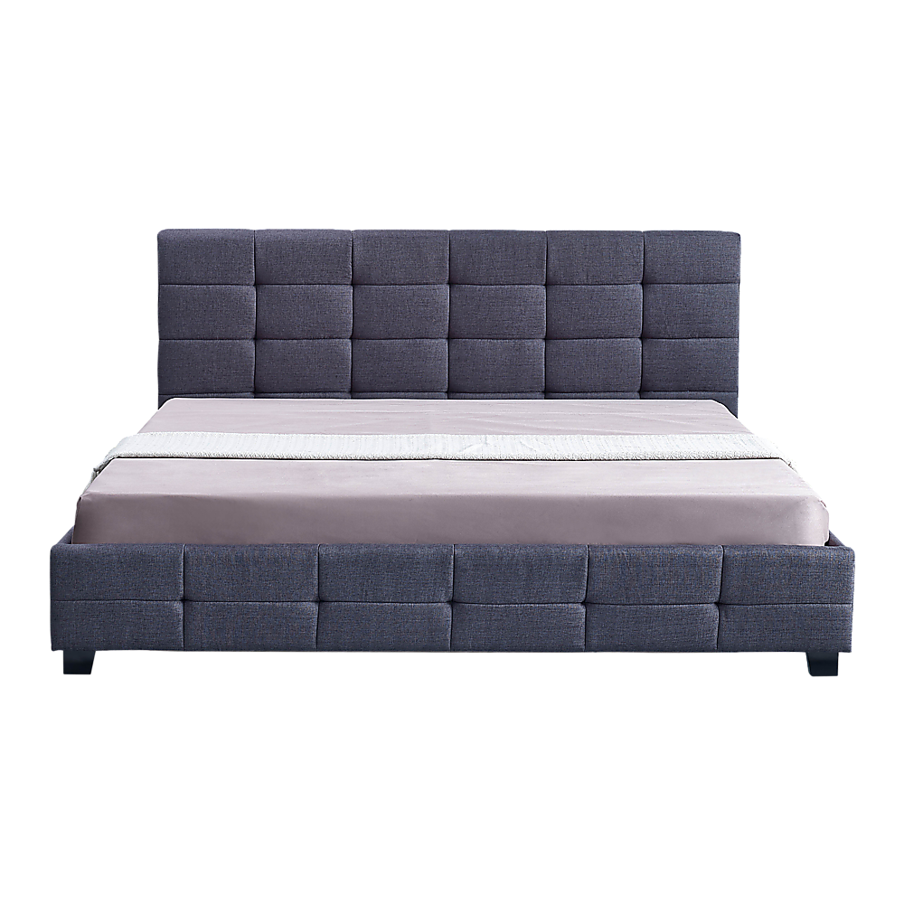 Linen Fabric King Deluxe Bed Frame Grey-Furniture > Bedroom-PEROZ Accessories