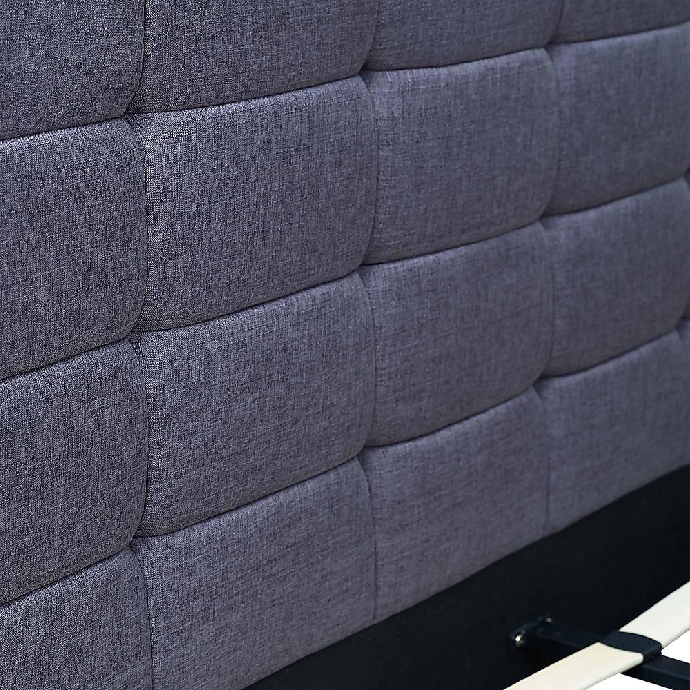 Linen Fabric King Deluxe Bed Frame Grey-Furniture > Bedroom-PEROZ Accessories