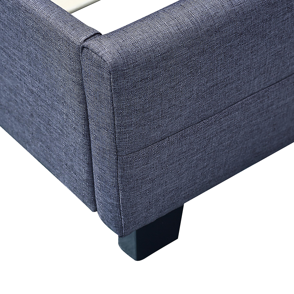 Linen Fabric King Deluxe Bed Frame Grey-Furniture > Bedroom-PEROZ Accessories