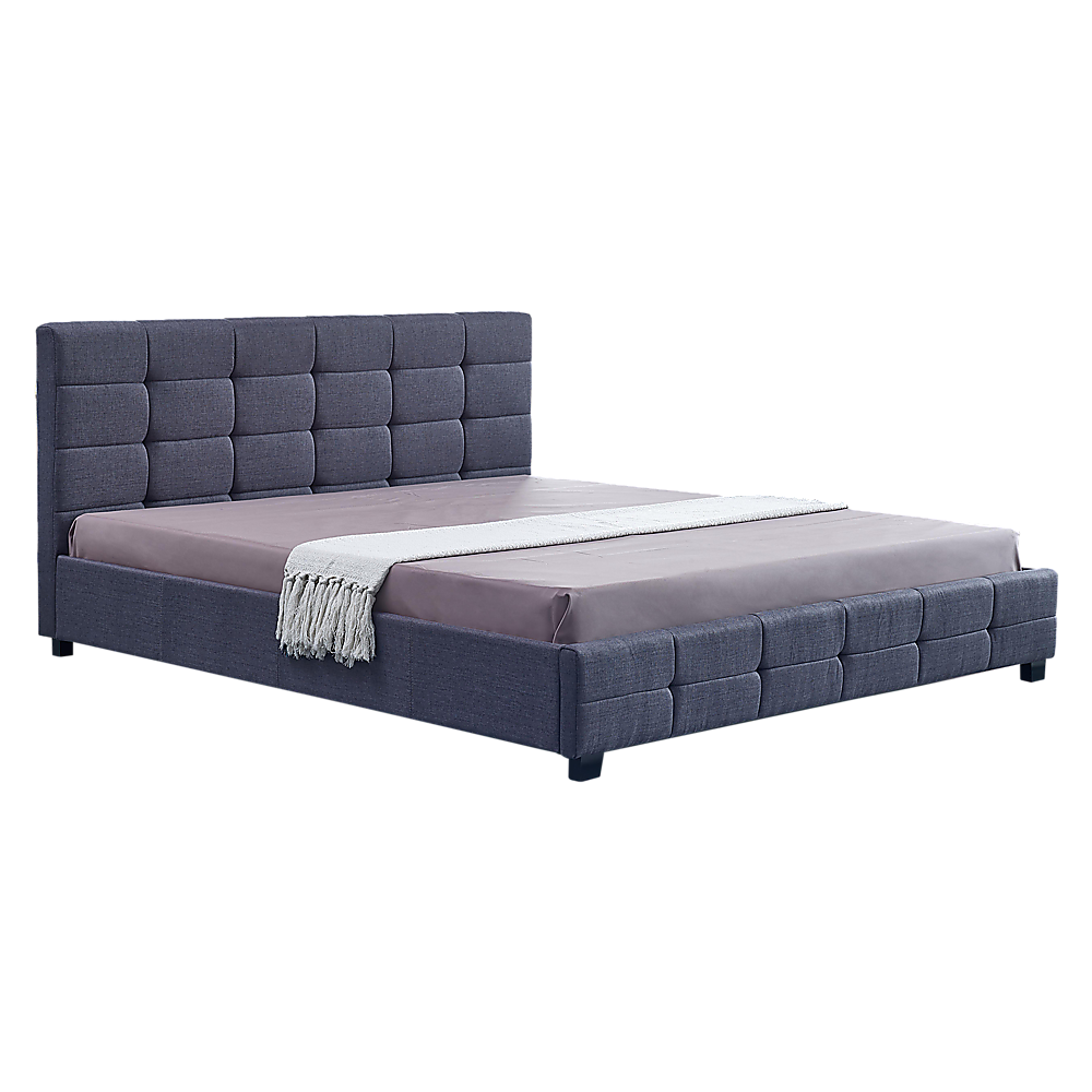 Linen Fabric King Deluxe Bed Frame Grey-Furniture > Bedroom-PEROZ Accessories