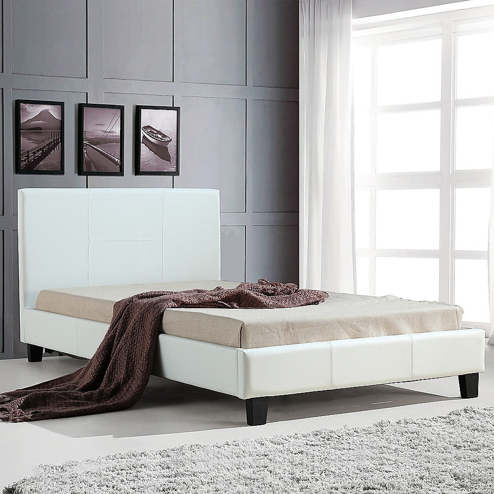 King Single PU Leather Bed Frame White-Furniture > Bedroom-PEROZ Accessories