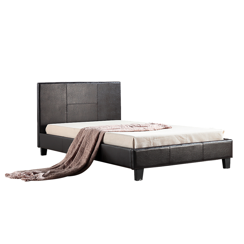 King Single PU Leather Bed Frame Brown-Furniture > Bedroom-PEROZ Accessories