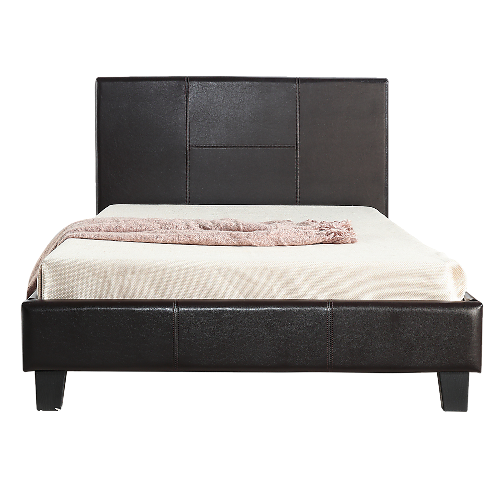 King Single PU Leather Bed Frame Brown-Furniture > Bedroom-PEROZ Accessories
