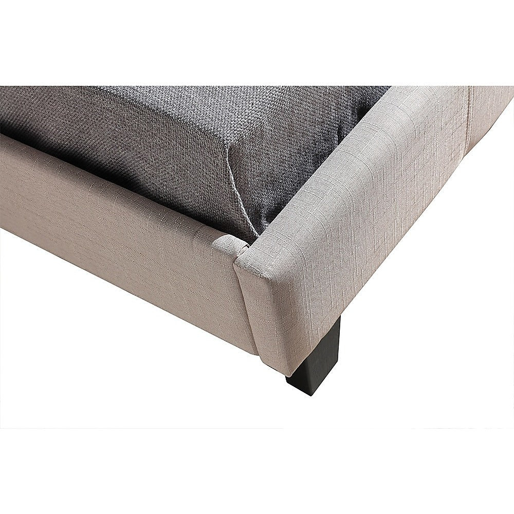 King Single Linen Fabric Bed Frame Beige-Furniture > Bedroom-PEROZ Accessories