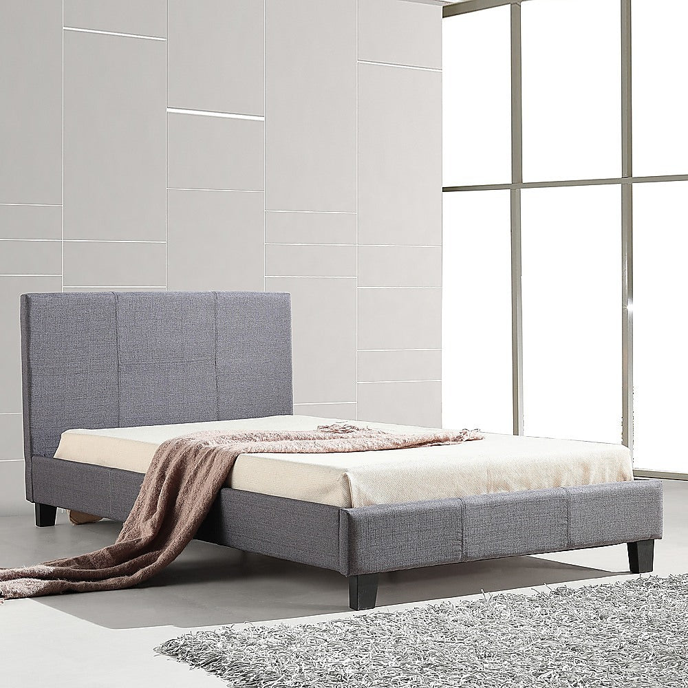 King Single Linen Fabric Bed Frame Grey-Furniture > Bedroom-PEROZ Accessories