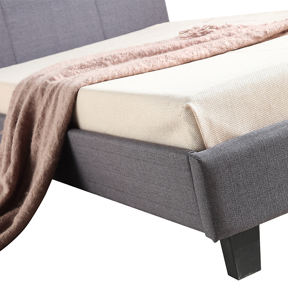 King Single Linen Fabric Bed Frame Grey-Furniture > Bedroom-PEROZ Accessories
