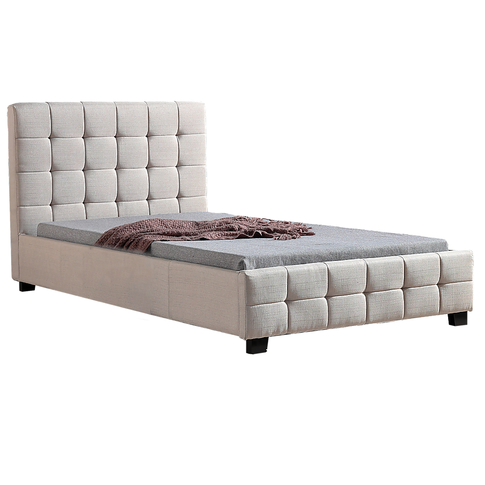 King Single Linen Fabric Deluxe Bed Frame Beige-Furniture > Bedroom-PEROZ Accessories