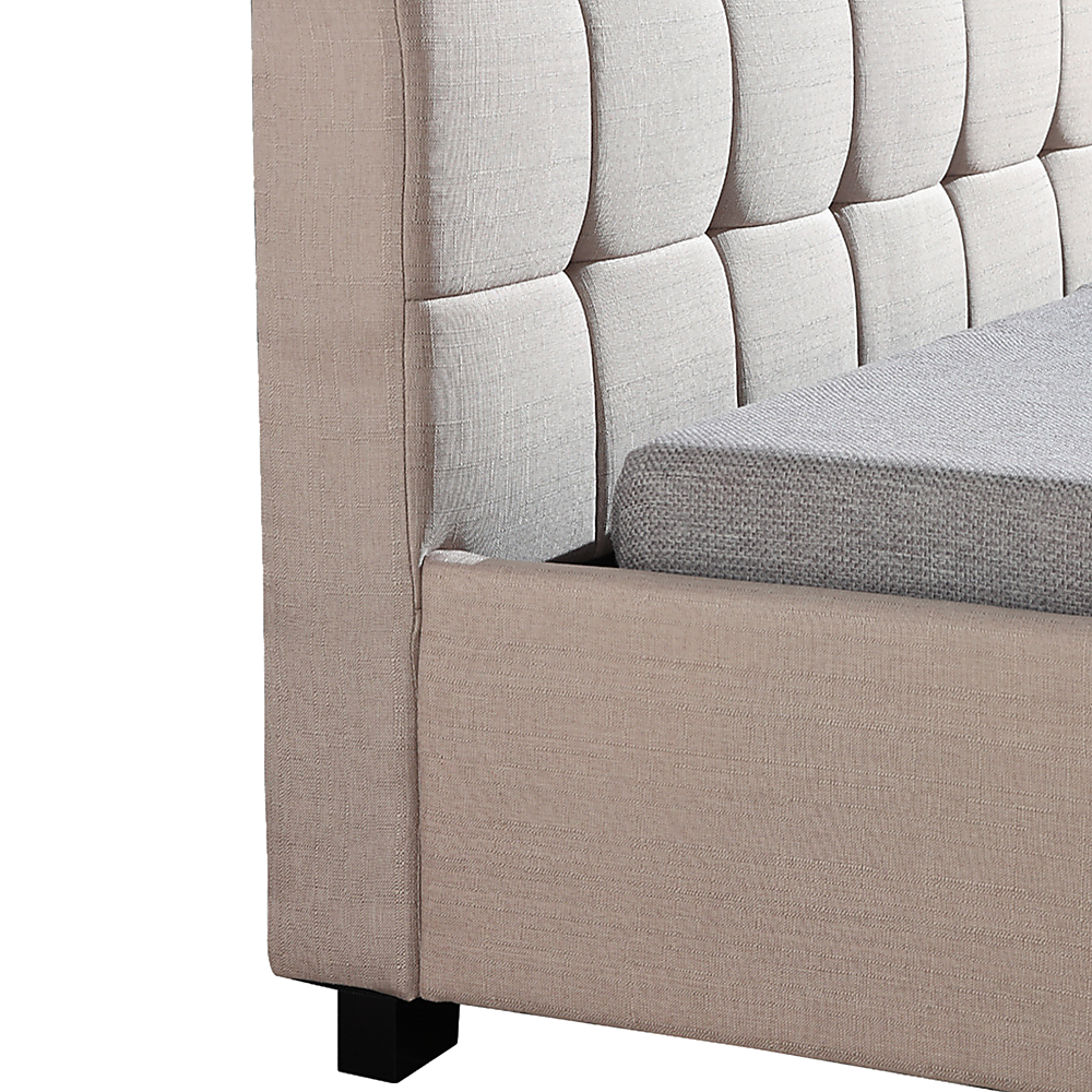 King Single Linen Fabric Deluxe Bed Frame Beige-Furniture > Bedroom-PEROZ Accessories