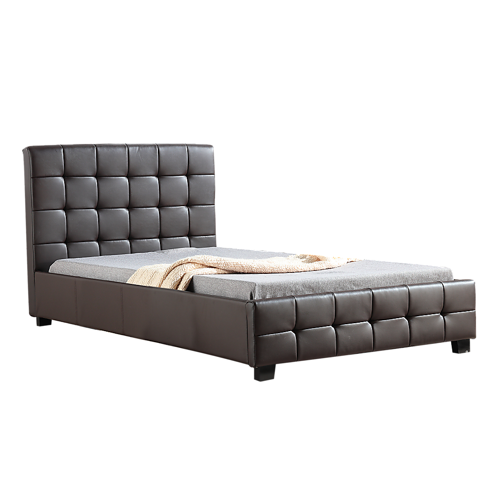 King Single PU Leather Deluxe Bed Frame Brown-Furniture > Bedroom-PEROZ Accessories