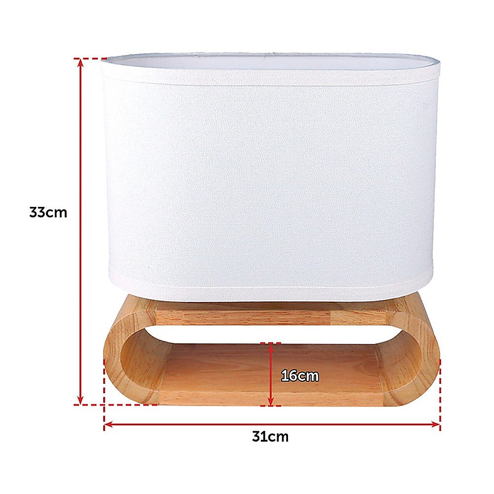 Wooden Modern Table Lamp Timber Bedside Lighting Desk Reading Light Brown White-Home & Garden > Lighting-PEROZ Accessories