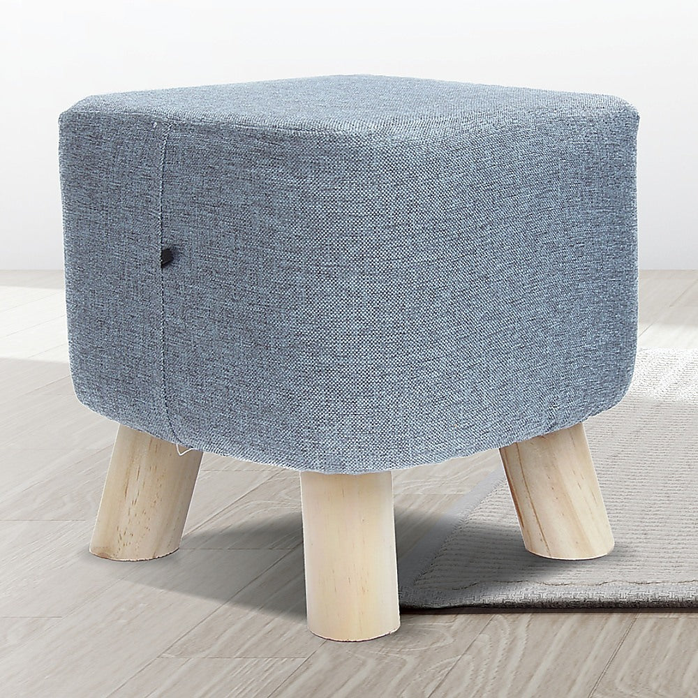 Fabric Ottoman Foot Stool Rest Pouffe Footstool Wood Storage Padded Seat-Ottomans-PEROZ Accessories