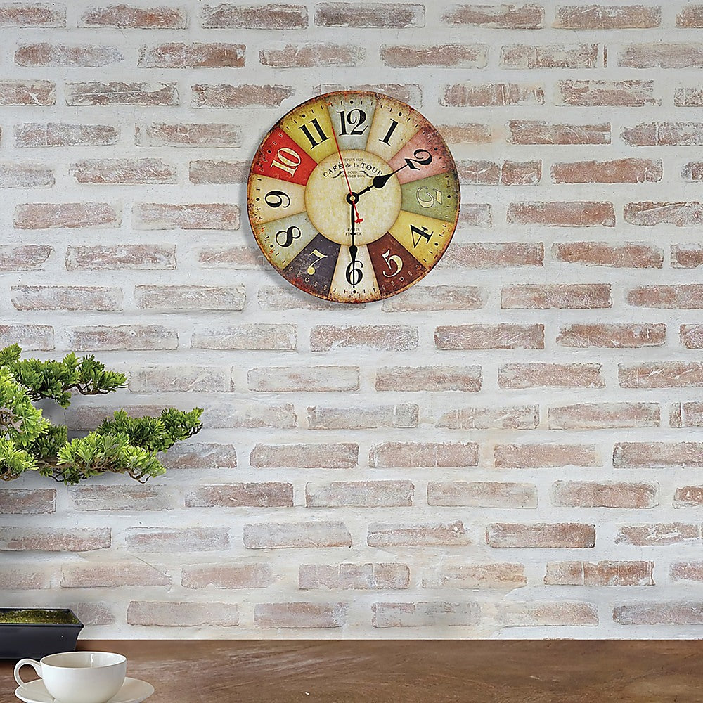 Large Colourful Wall Clock Kitchen Office Retro Timepiece-Home & Garden > Decor-PEROZ Accessories