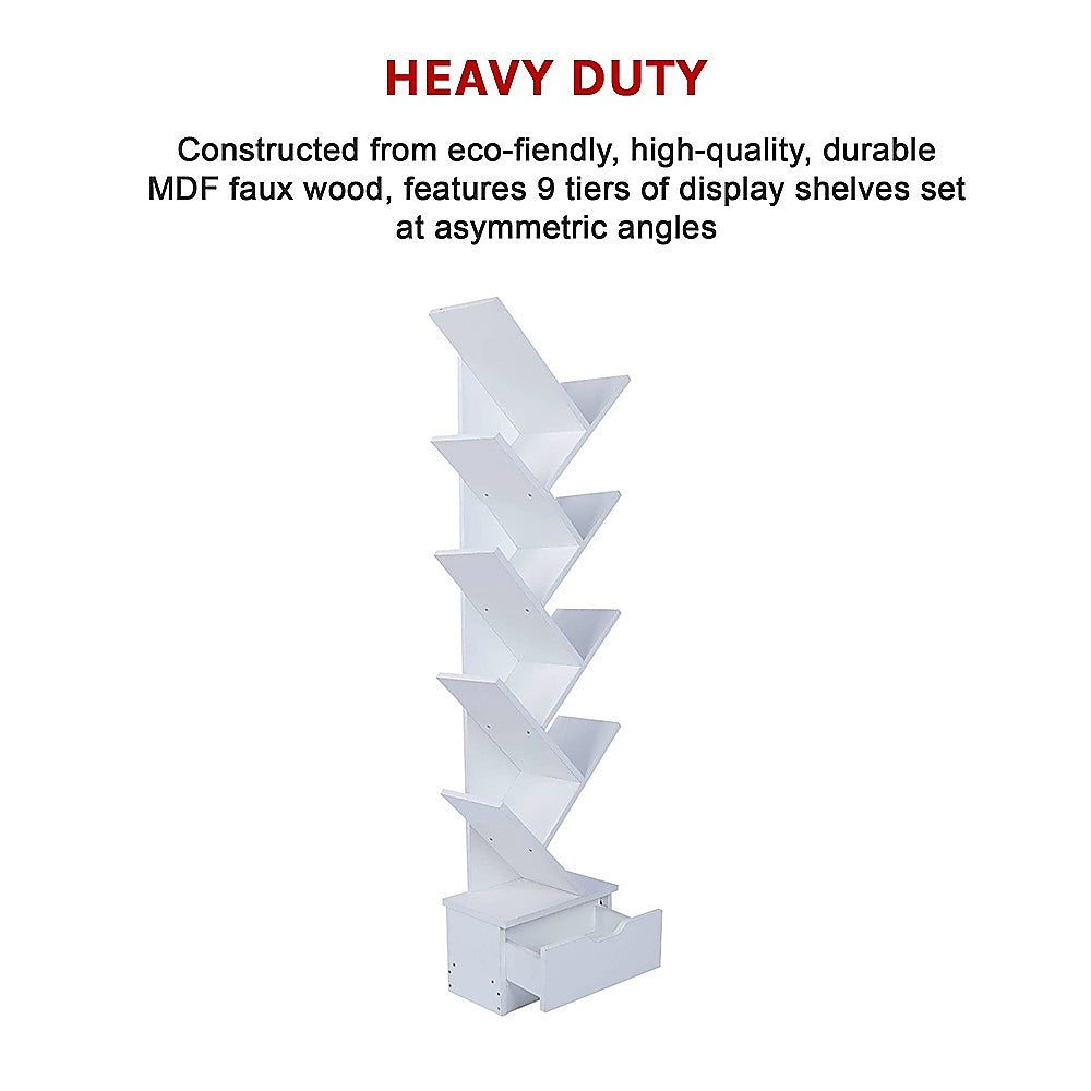 Tree Bookshelf Bookcase Book Organizer 9-Tier Multipurpose Shelf Display Racks-Bookcases & Shelves-PEROZ Accessories
