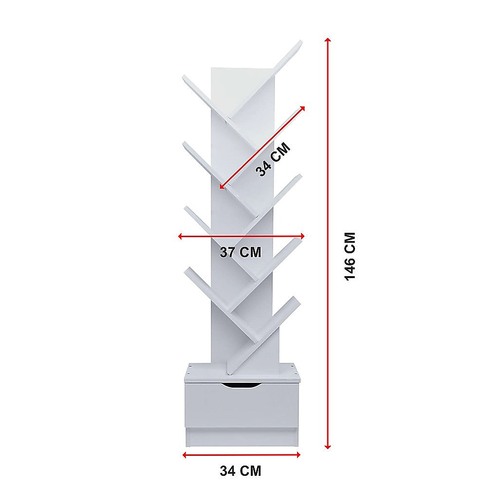 Tree Bookshelf Bookcase Book Organizer 9-Tier Multipurpose Shelf Display Racks-Bookcases & Shelves-PEROZ Accessories