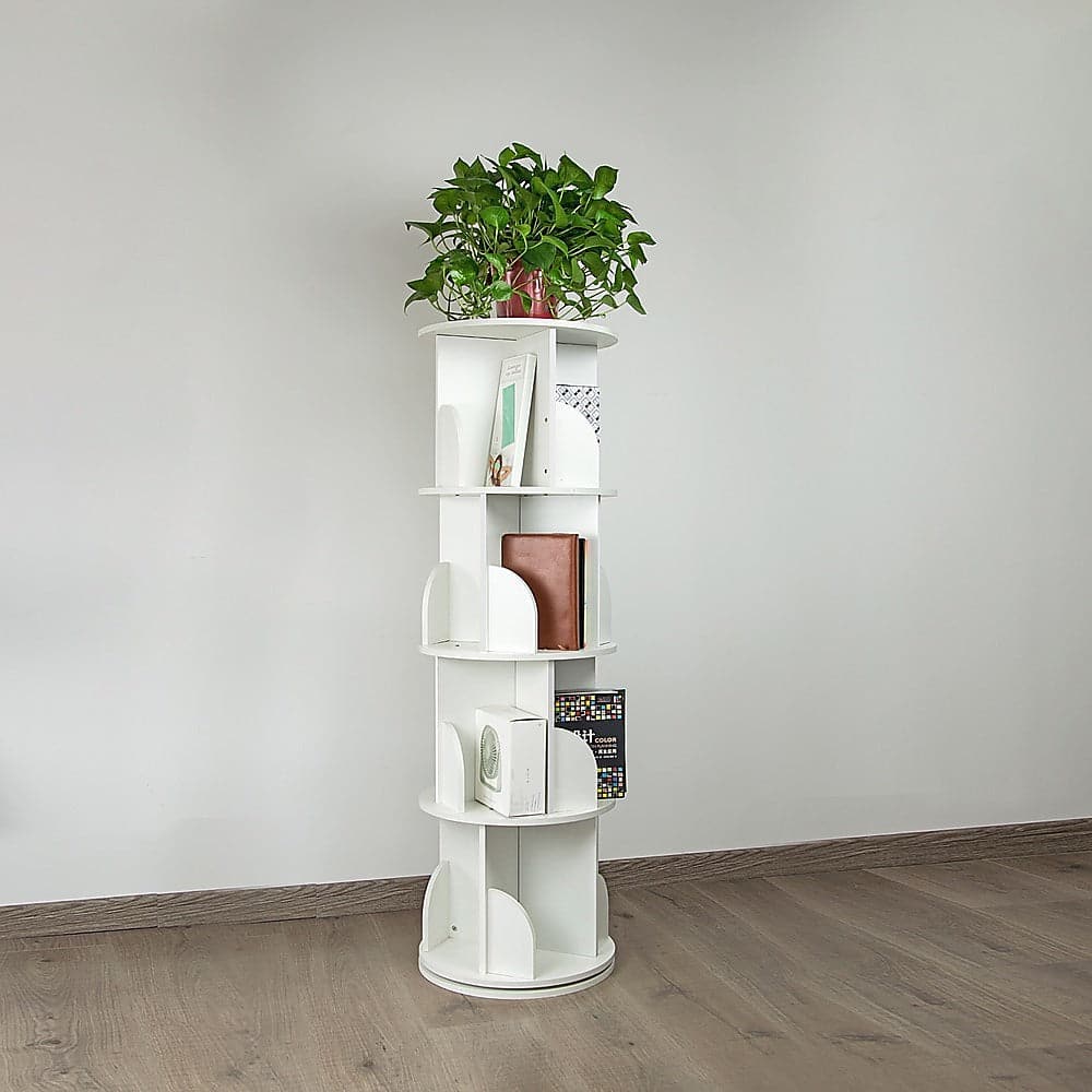 360-degree Rotating 4 Tier Display Shelf Bookcase Organiser-Bookcases &amp; Shelves-PEROZ Accessories