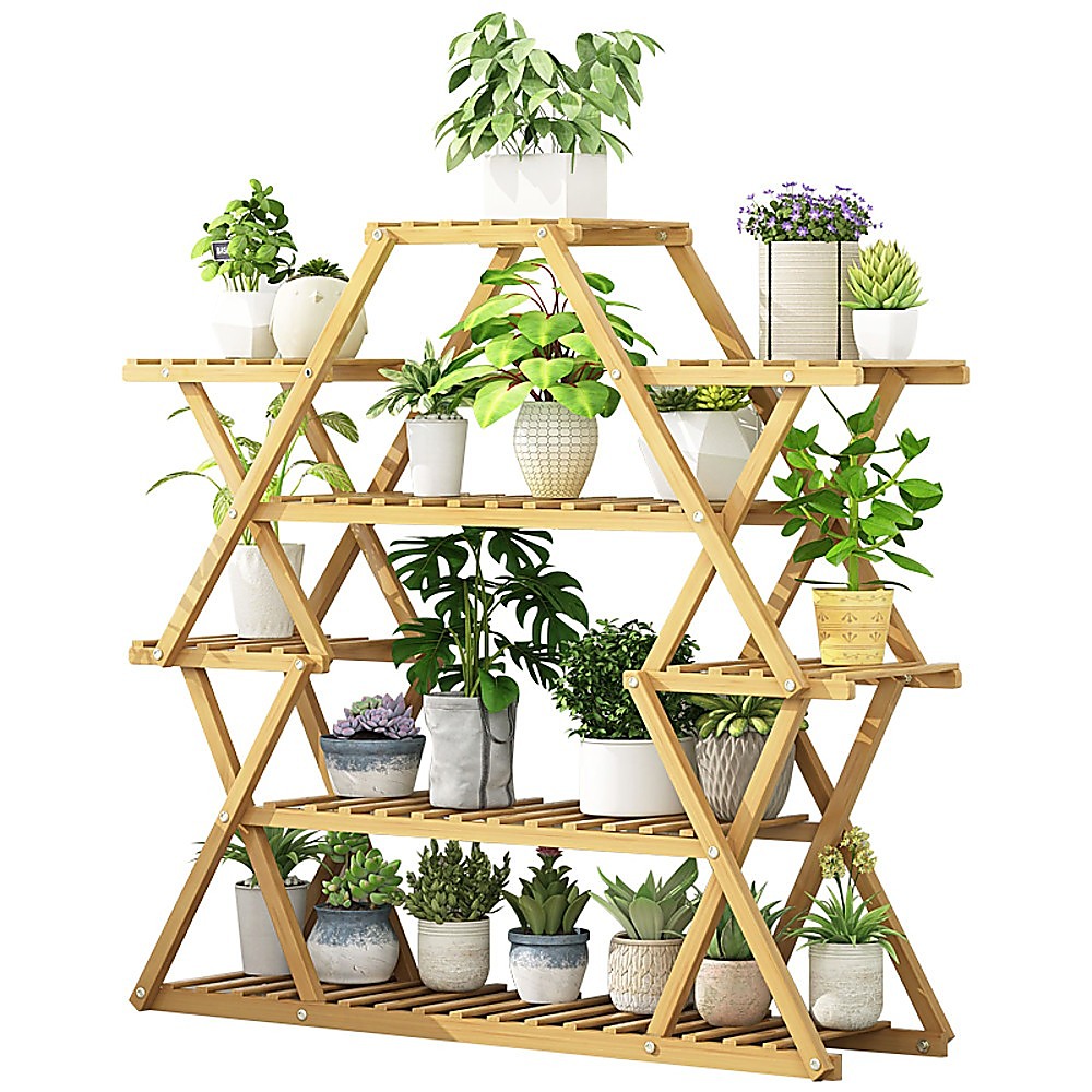 Bamboo Multilayer Flower Plant Bonsai Rack Shelf Stand Porch Lawn Patio-Furniture > Office-PEROZ Accessories