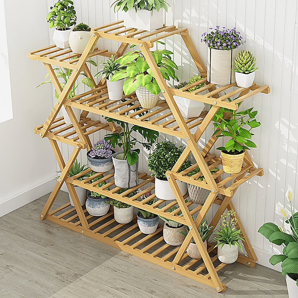 Bamboo Multilayer Flower Plant Bonsai Rack Shelf Stand Porch Lawn Patio-Furniture > Office-PEROZ Accessories