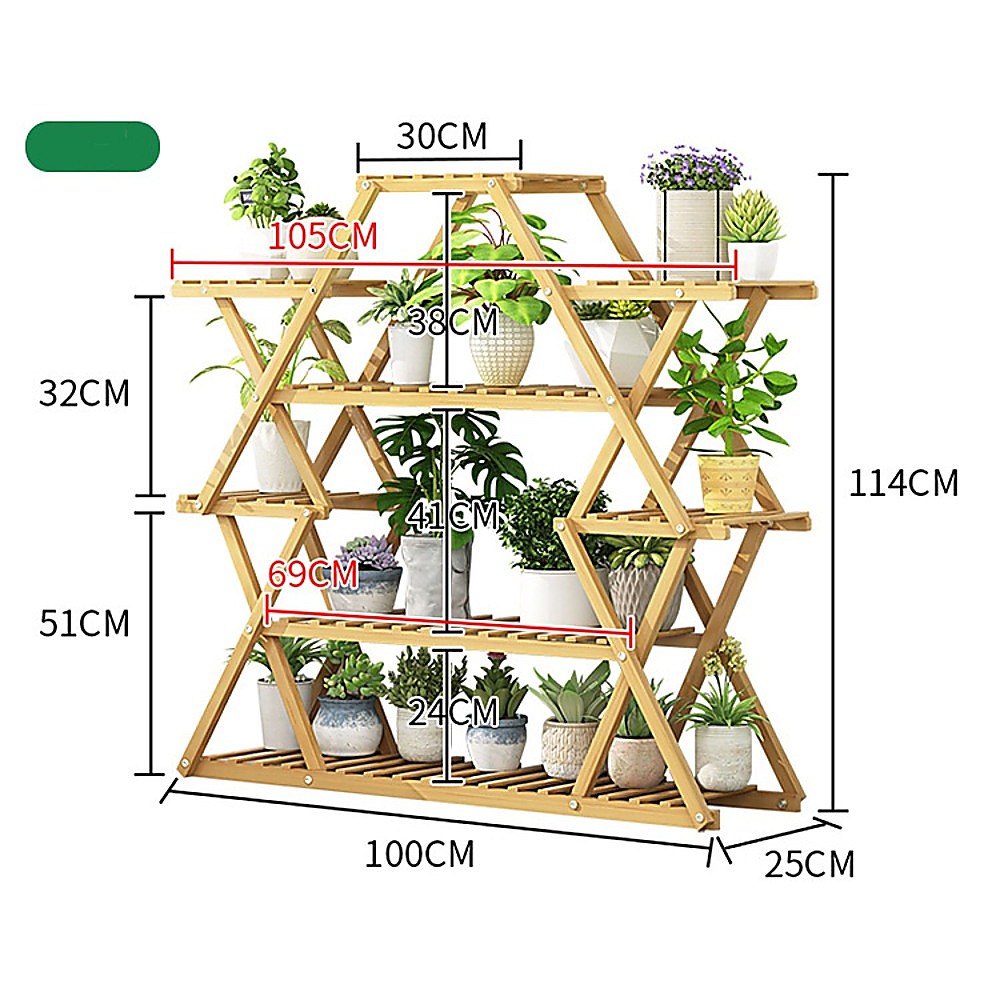 Bamboo Multilayer Flower Plant Bonsai Rack Shelf Stand Porch Lawn Patio-Furniture > Office-PEROZ Accessories