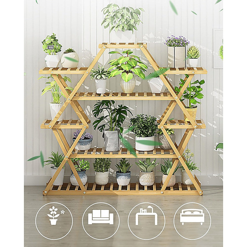 Bamboo Multilayer Flower Plant Bonsai Rack Shelf Stand Porch Lawn Patio-Furniture > Office-PEROZ Accessories
