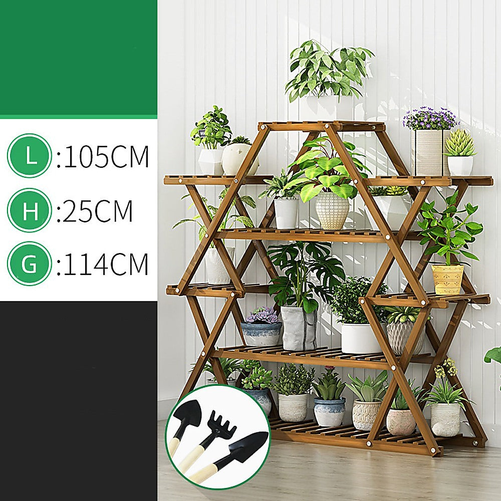 Bamboo Multilayer Flower Plant Bonsai Rack Shelf Stand Porch Lawn Patio-Furniture > Office-PEROZ Accessories