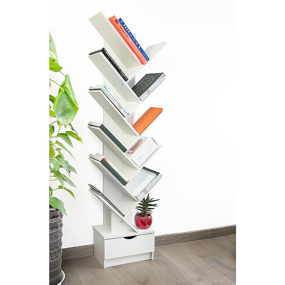 Tree Bookshelf Bookcase Book Organizer 12-Tier Multipurpose Shelf Display Racks-Bookcases &amp; Shelves-PEROZ Accessories