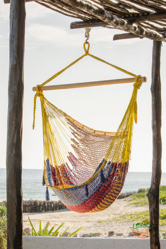 Mayan Legacy Extra Large Outdoor Cotton Mexican Hammock Chair in Confeti Colour-Hammock-PEROZ Accessories