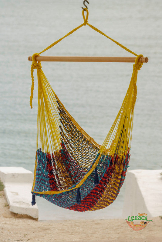Mayan Legacy Extra Large Outdoor Cotton Mexican Hammock Chair in Confeti Colour-Hammock-PEROZ Accessories