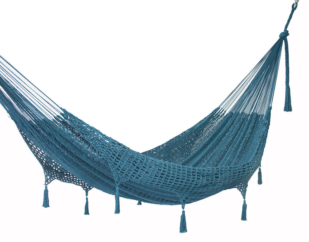 Outdoor undercover cotton Mayan Legacy hammock with hand crocheted tassels Queen Size Bondi-Hammock-PEROZ Accessories