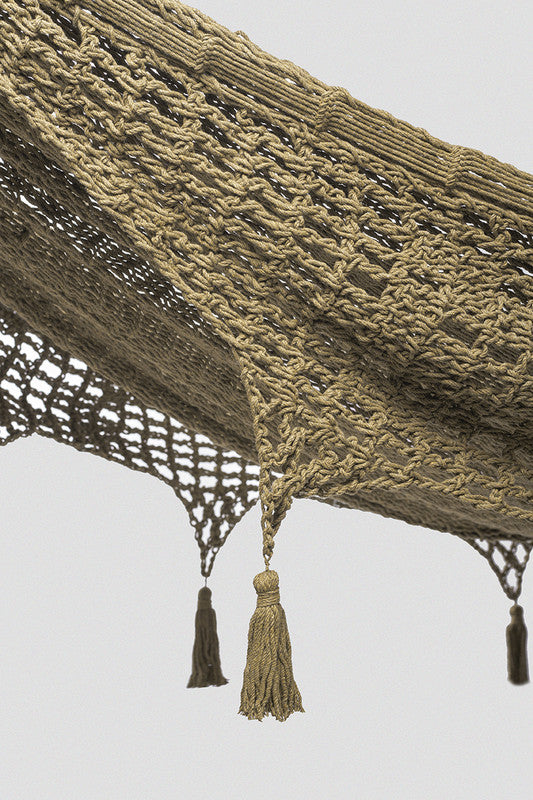 Outdoor undercover cotton Mayan Legacy hammock with hand crocheted tassels Queen Size Cedar-Hammock-PEROZ Accessories