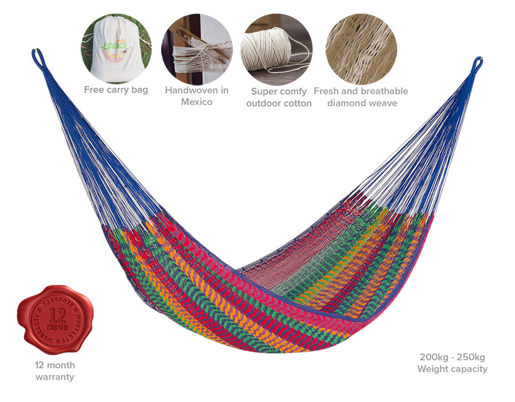 Outdoor undercover cotton Mayan Legacy hammock Family size Mexicana-Hammock-PEROZ Accessories