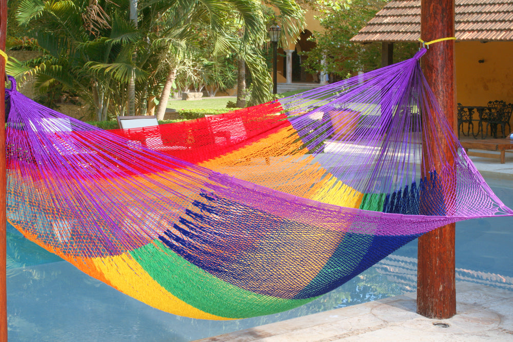 Outdoor undercover cotton Mayan Legacy hammock King size Rainbow-Hammock-PEROZ Accessories