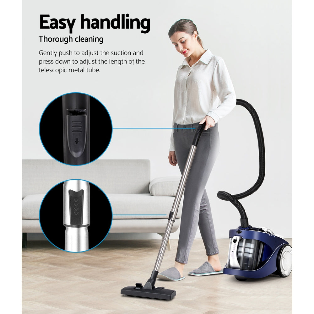 Devanti Vacuum Cleaner Bagless Cyclone Cyclonic Vac Home Office Car 2200W Blue-Appliances > Vacuum Cleaners-PEROZ Accessories
