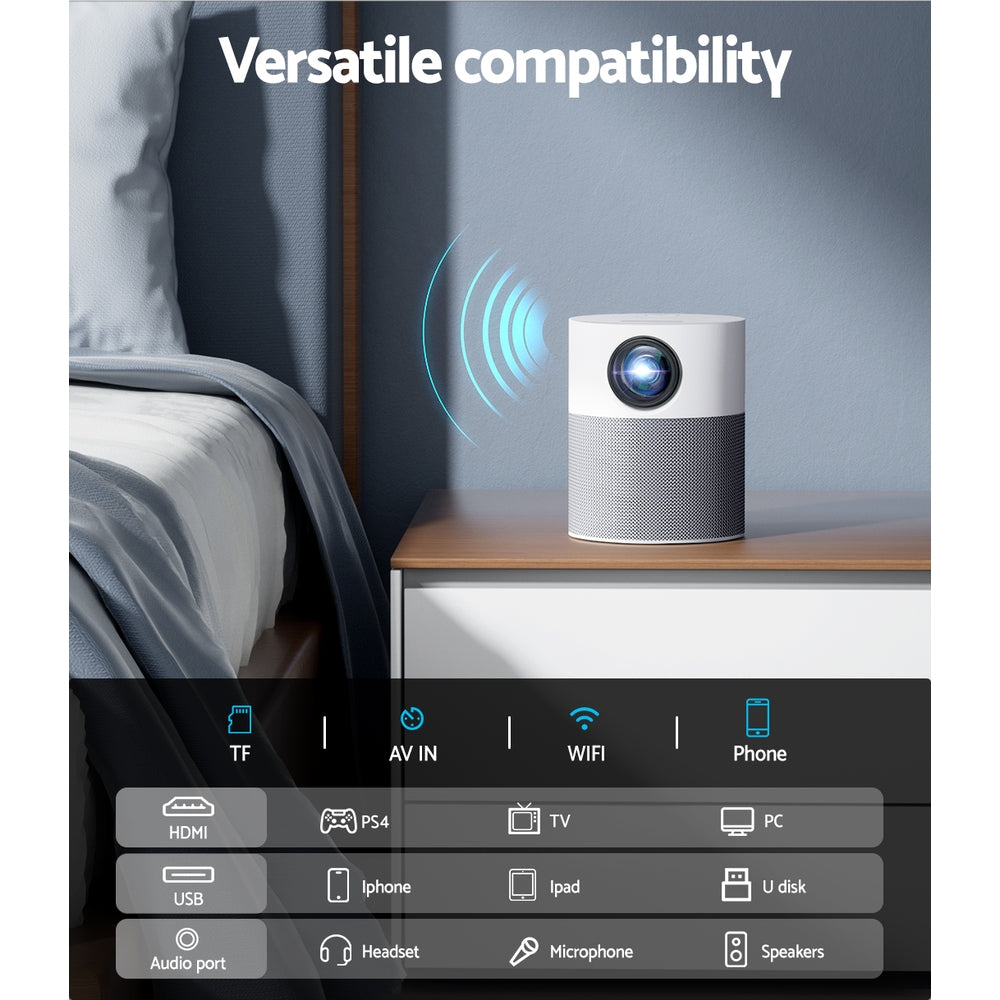 Devanti Portable Wifi Video Projector 1080P Home Theater Screen Cast HDMI-Audio & Video > Projectors & Accessories-PEROZ Accessories