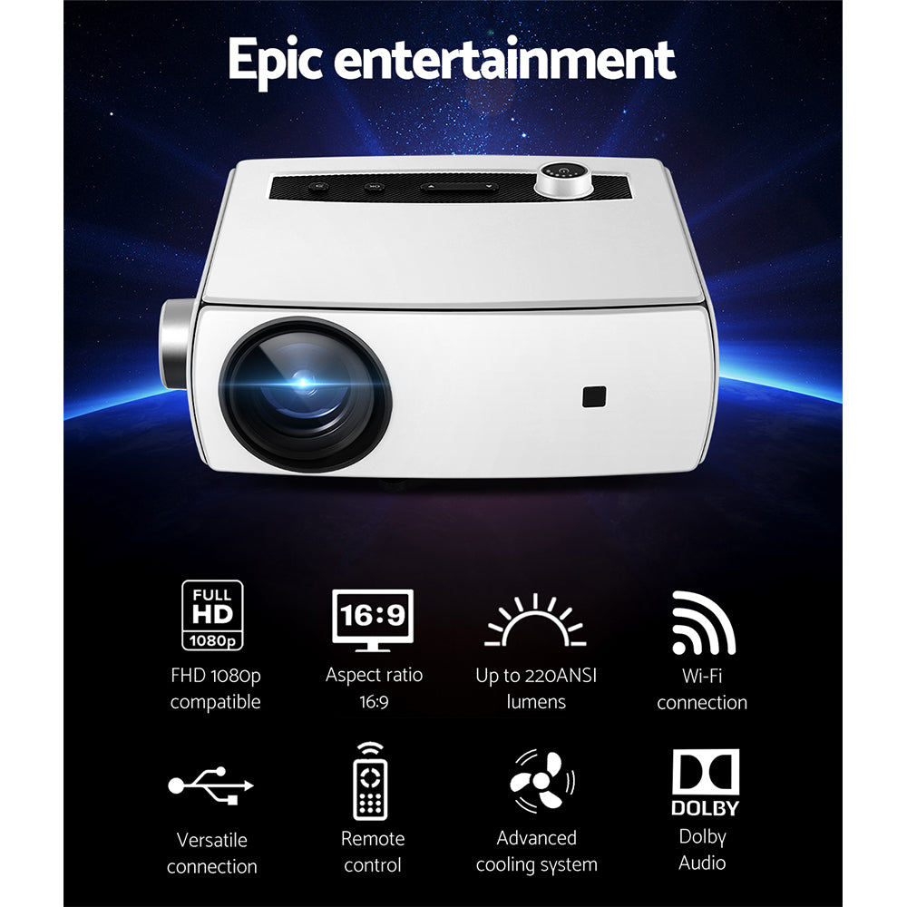 Mini Video Projector Wifi USB HDMI Portable 4000 Lumens HD 1080P Home-Video Projectors-PEROZ Accessories