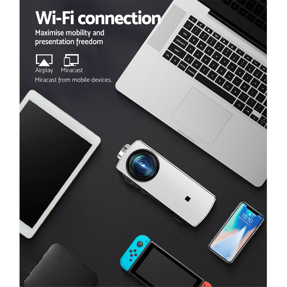 Mini Video Projector Wifi USB HDMI Portable 4000 Lumens HD 1080P Home-Video Projectors-PEROZ Accessories