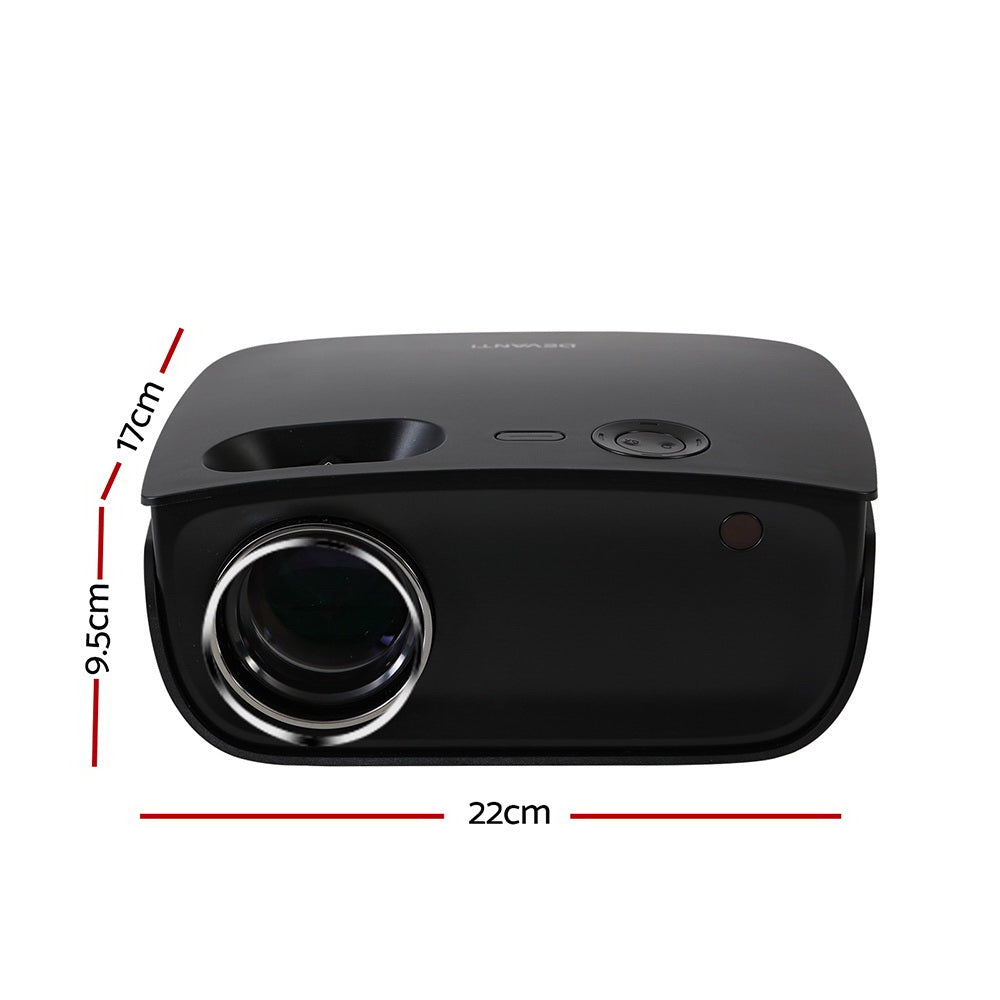 Devanti Mini Video Projector Wifi USB HDMI Portable 2000 Lumens HD 1080P Home in Black-Video Projectors-PEROZ Accessories
