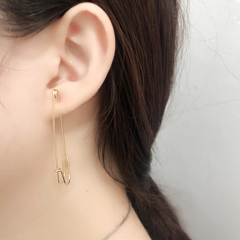 Anyco Earrings Gold Plated Punk Personality Minimalist Pin Stud For Women Girl Teen Fashion Stylish Accessories Jewelry Gifts-Earrings-PEROZ Accessories