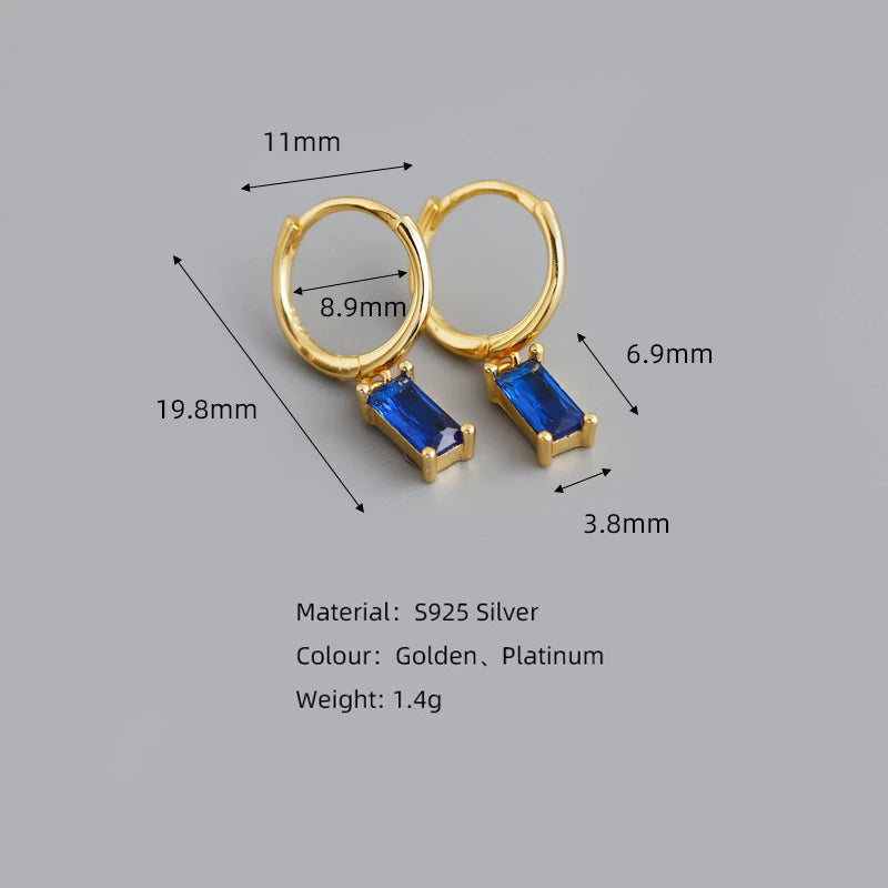 Anyco Earrings Gold Plated Blue Geometric Square 6 Colors Hanging Stud For Women Girl Teen Chic Fashion Stylish Accessories Jewelry Gifts-Earrings-PEROZ Accessories
