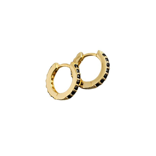 Anyco Earrings Gold Plated Black Minimalist 7mm Color Zircon Ear Buckle For Women Girl Teen Chic Fashion Stylish Accessories Jewelry Gifts-Earrings-PEROZ Accessories