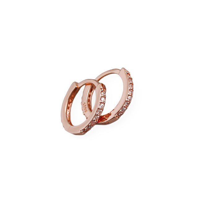 Anyco Earrings Rose Gold White Minimalist Round Zircon Stud For Women Girl Teen Elegant Fashion Stylish Accessories Jewelry Gifts-Earrings-PEROZ Accessories