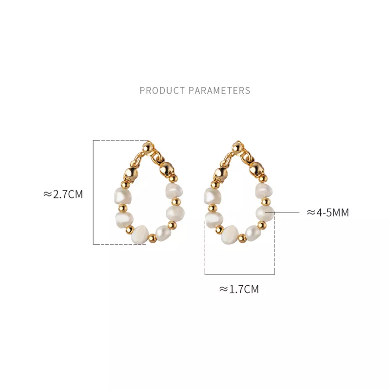 Anyco Fashion Earrings Gold 925 Sterling Silver Bohemian Freshwater Baroque Pearl Circle Huggies for Women 18k Jewelry-Earrings-PEROZ Accessories