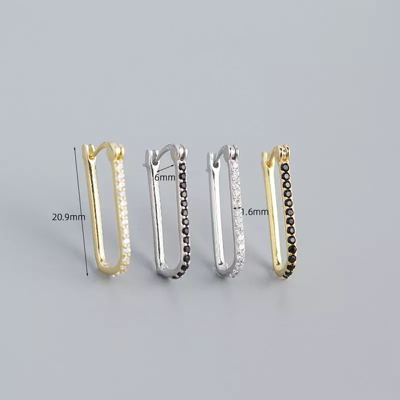 Anyco Fashion Hoop Earrings Gothic Geometric White Crystal Zircon Gold Rock Bohemia Party Jewelry-Earrings-PEROZ Accessories