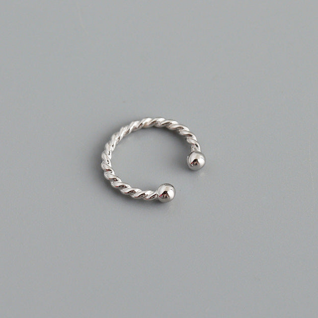 Anyco Earrings Punk Rock Twist Circle Sterling Silver Ear Clip Hoop For Kids Women Wedding Jewelry Gift 1 pc-Earrings-PEROZ Accessories