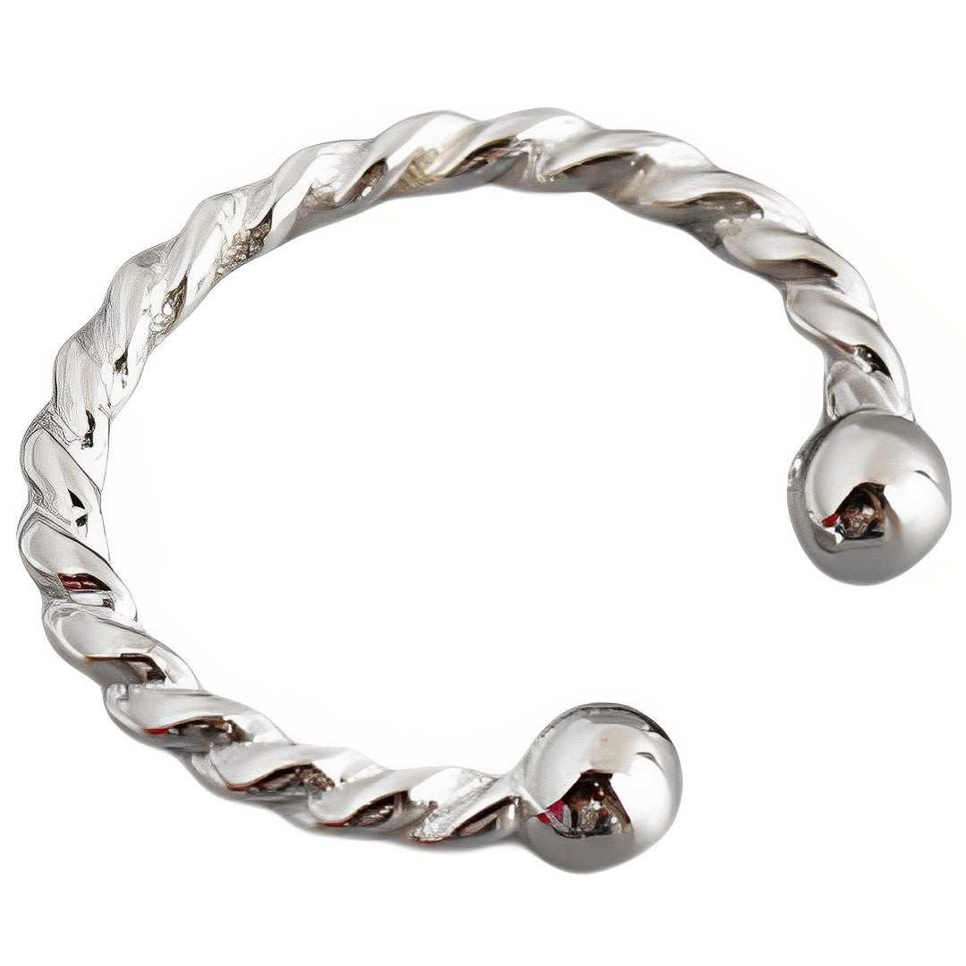 Anyco Earrings Punk Rock Twist Circle Sterling Silver Ear Clip Hoop For Kids Women Wedding Jewelry Gift 1 pc-Earrings-PEROZ Accessories